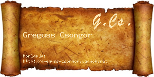 Greguss Csongor névjegykártya